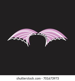 Dragon wings doodle icon vector illustration for design and web isolated on black background. Wings vector object for labels, logos and advertising