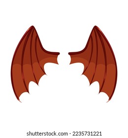 Dragon wings isolated on white background. Magical monster wings cartoon illustration. Fantasy, mythical creatures, decorative emblems concept