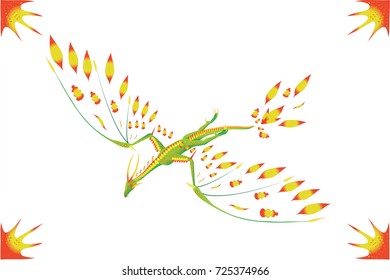Dragon with wings from leaves