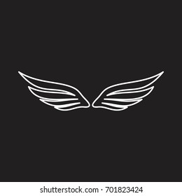 Dragon wings outline icon vector illustration for design and web isolated on black background. Wings vector object for labels, logos and advertising