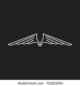 Dragon wings outline icon vector illustration for design and web isolated on black background. Wings vector object for labels, logos and advertising