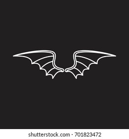Dragon wings outline icon vector illustration for design and web isolated on black background. Wings vector object for labels, logos and advertising