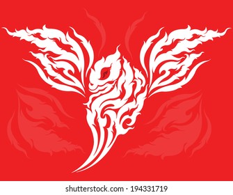 Dragon Wings Tattoo On Red Background Stock Vector (Royalty Free) 194331719