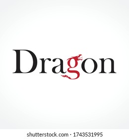 dragon, word and illustration, vector