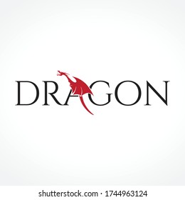dragon word and illustration, vector