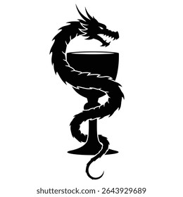Dragon wrapped around goblet silhouette design.
