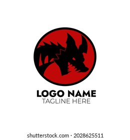 dragon or wyvern logo with black and red color