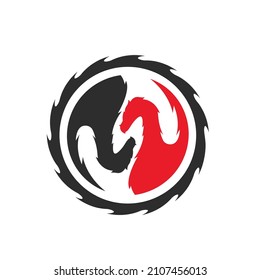 dragon yin yang concept  vector illustration design template