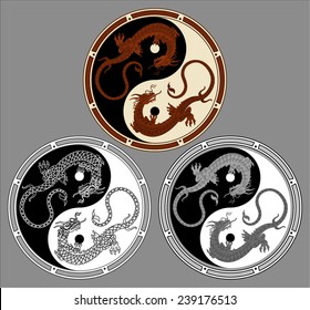 Dragon the yin yang. Dragons in the shape of the yin yang, symbol of harmony and balance. 