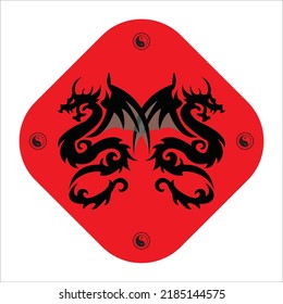 Dragon yin and yang icon design illustration template web logo