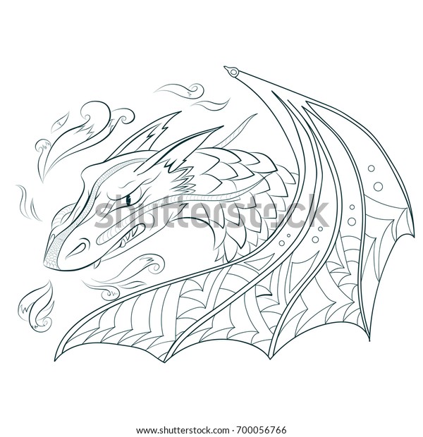 Dragon Zentangle Coloring Book Vector Illustration 스톡 벡터(로열티 프리