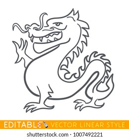 Dragon zodiac sign. Dragon Chinese year. Calendar 2024. Editable line sketch icon. Stock vector illustration.