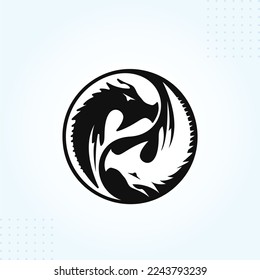 Dragone with Chinese yin-yang symbol Logo Template In Modern Creative Minimal Style Vector Design