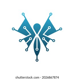 Diseño del logotipo del vector del ciberespectro Dragonflies