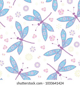 Dragonflies and flowers.vector illustration