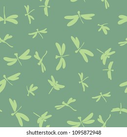 Dragonflies fly summer night. Seamless pattern.