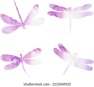 dragonflies flying watercolor silhouette,on white background,vector,isolated