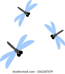 Dragonflies, illustration, vector on white background.