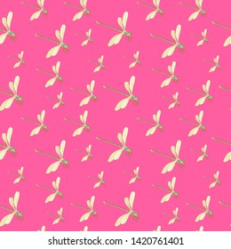 Dragonflies insects Seamless pattern decor
