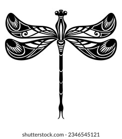 Dragonflies logo. Dragonfly design. Curve decoration design. Silhouette vector flat illustration. Cutting file. Suitable for cutting software.