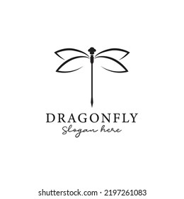 dragonflies logo outline vector illustration design