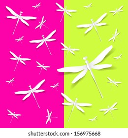 Dragonflies on a colorful background