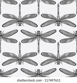 Dragonflies seamless pattern
