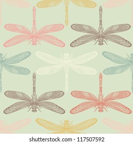 Dragonflies seamless pattern