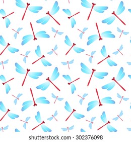 Dragonflies seamless pattern.