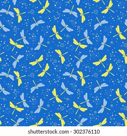 Dragonflies seamless pattern.