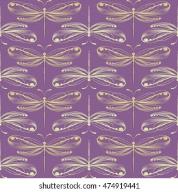 Dragonflies seamless pattern.