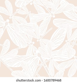 Libélulas sin patrón marrón y blanco. Este patrón de ala es bueno para el mobiliario del hogar, textiles, Fondo de pantalla, patrón de superficie.