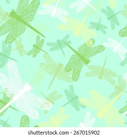 Dragonflies, seamless pattern, vector illustration