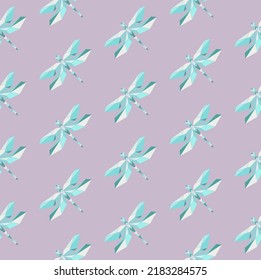dragonfly abstract figures, vector seamless simple pattern