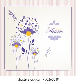 Dragonfly and Abstract Flower