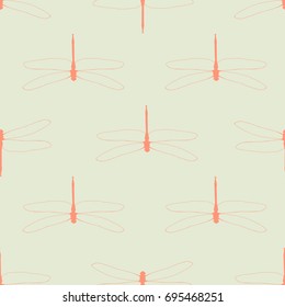 Dragonfly abstract Seamless pattern. Repeatable pattern with stylized insects. Dragonfly drawn like engineering element for web or textile background.