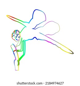 dragonfly animal flat vector icon with colorful lines
