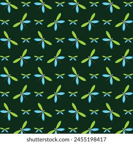 Dragonfly artful trendy multicolor repeating pattern vector illustration design