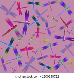 Dragonfly background - summer seamless pattern.