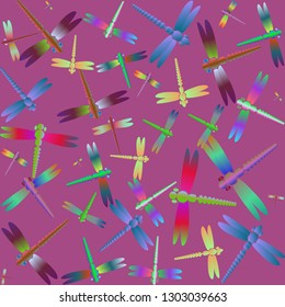 Dragonfly background - summer seamless pattern.