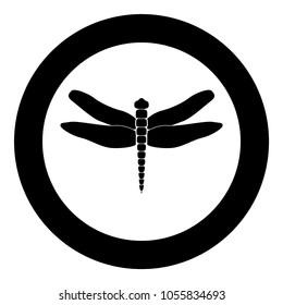 Dragonfly black icon in circle