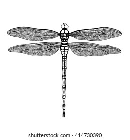 Dragonfly Black Dragonfly On White Background Stock Vector (Royalty ...