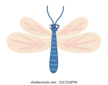 icono de caricatura de insecto de libélula aislado