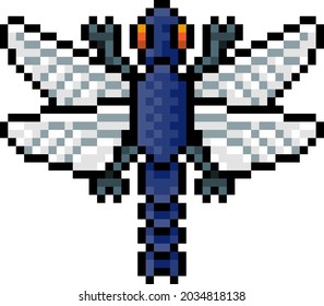 A dragonfly bug insect pixel art video game icon