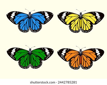 Dragonfly and butterfly illustration vector for design background and banner and for decoration wallpaper 