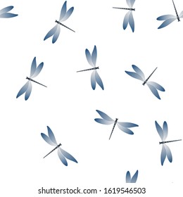 Dragonfly charming seamless pattern. Repeating clothes fabric print with darning-needle insects. Close up water dragonfly vector wallpaper. Wildlife beings seamless. Damselfly butterflies.