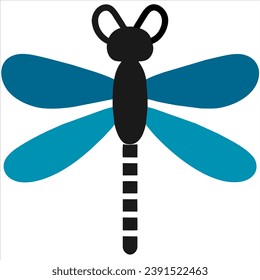 dragonfly close up top view isolated on white background. vector