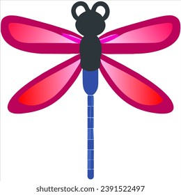 la libélula se acerca a la vista superior aislada en el fondo blanco. vector