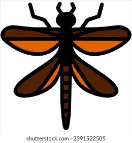 dragonfly close up top view isolated on white background. vector