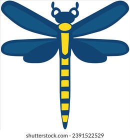 dragonfly close up top view isolated on white background. vector
